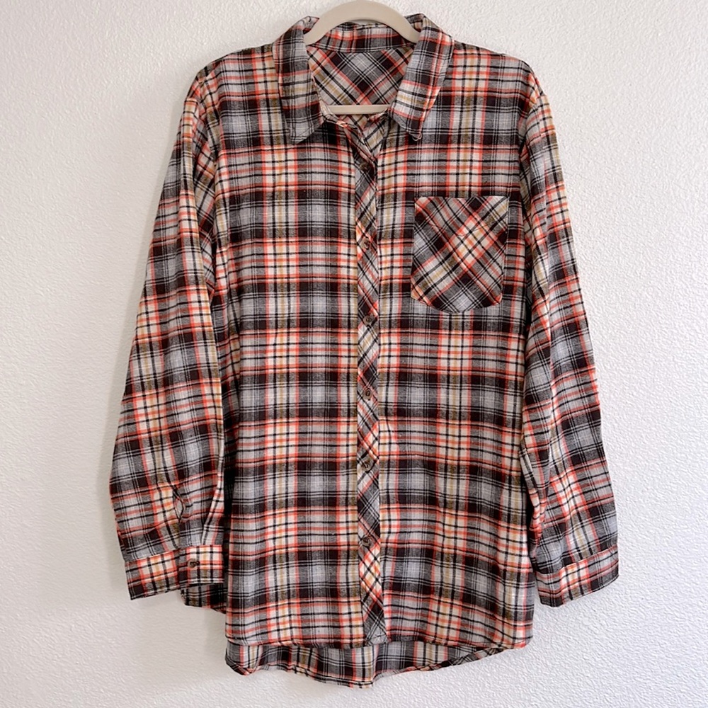 Fall button down plaid top, size 2X